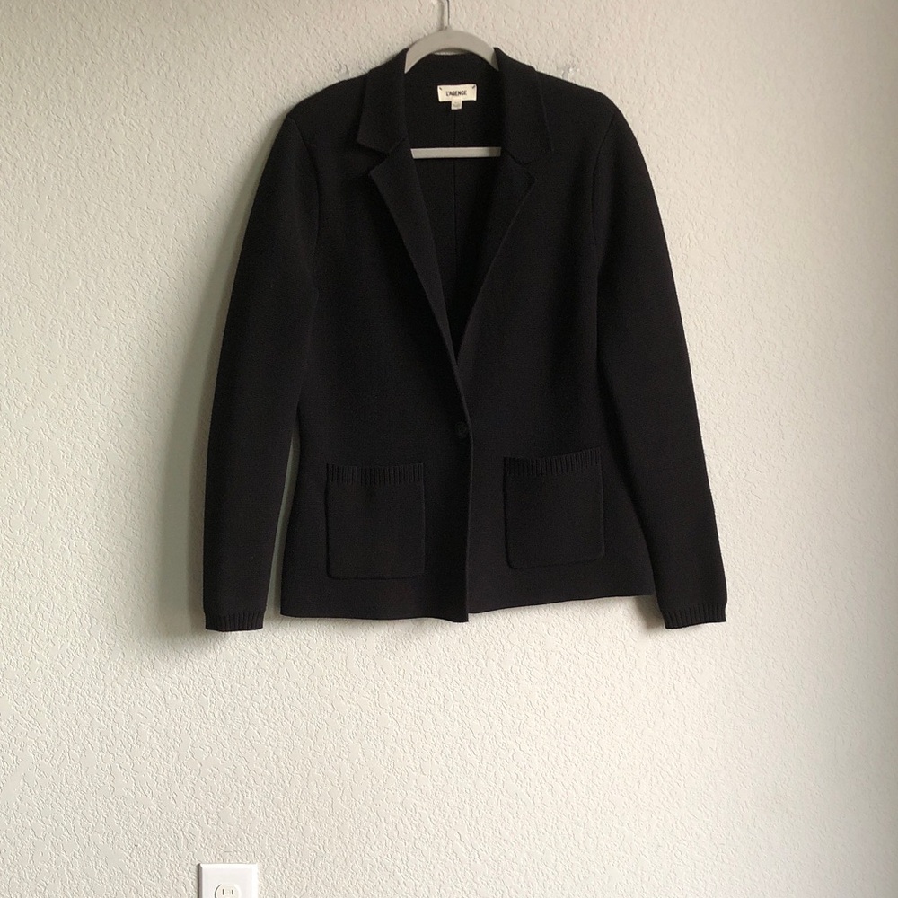 L’agence Lacey Knit Blazer Black Medium Button Front Sweater Lagence